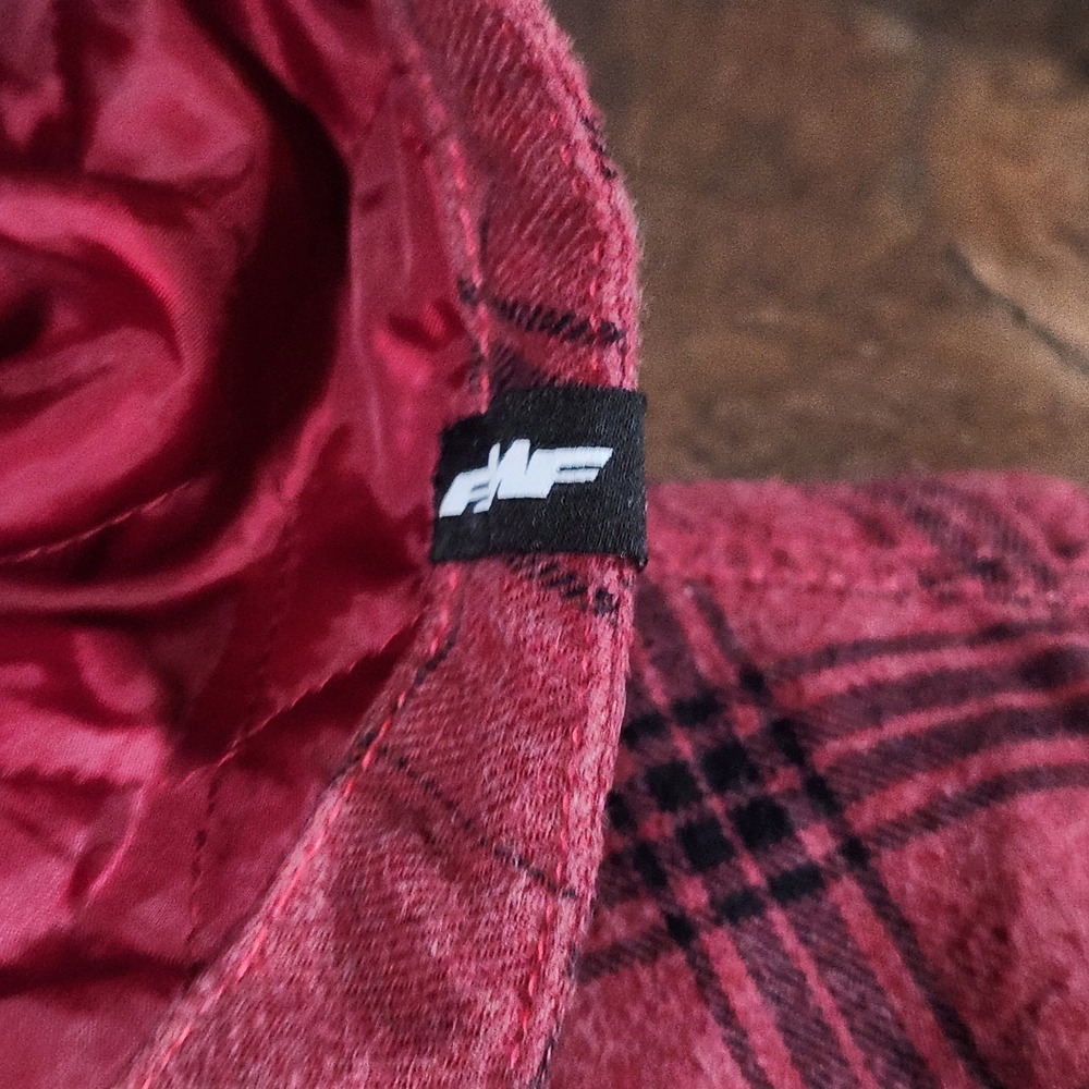 Vintage FMF Racing Jacket Mens XL Red Flannel Plaid Y2K Moto Hooded Coat Quilted - Picture 10 of 16